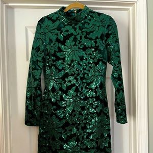 Green Sequin long sleeve dress